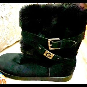 G by GUESS Galta black faux fur lined boots